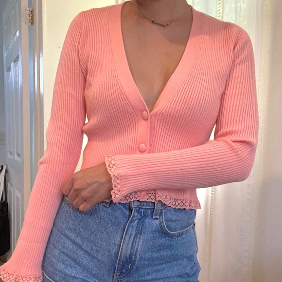 For Love And Lemons Sweaters - For Love and Lemons Nina Cardigan Peach NWT